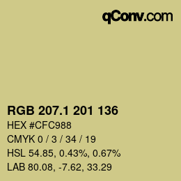 カラーコード: RGB 207.1 201 136 | qconv.com
