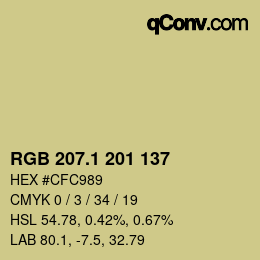 カラーコード: RGB 207.1 201 137 | qconv.com