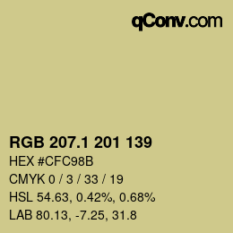 カラーコード: RGB 207.1 201 139 | qconv.com