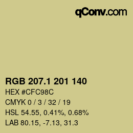カラーコード: RGB 207.1 201 140 | qconv.com