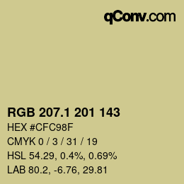 カラーコード: RGB 207.1 201 143 | qconv.com