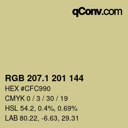 カラーコード: RGB 207.1 201 144 | qconv.com