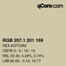 カラーコード: RGB 207.1 201 169 | qconv.com