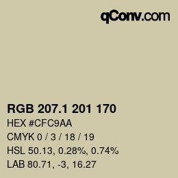 カラーコード: RGB 207.1 201 170 | qconv.com