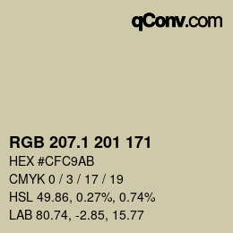 カラーコード: RGB 207.1 201 171 | qconv.com