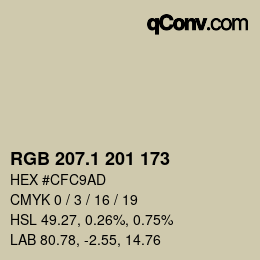 Color code: RGB 207.1 201 173 | qconv.com