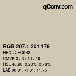カラーコード: RGB 207.1 201 179 | qconv.com