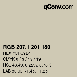 Color code: RGB 207.1 201 180 | qconv.com
