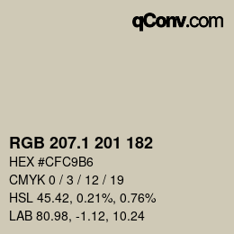 Color code: RGB 207.1 201 182 | qconv.com