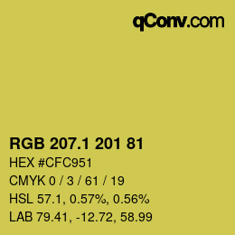 カラーコード: RGB 207.1 201 81 | qconv.com