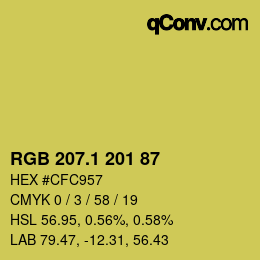 カラーコード: RGB 207.1 201 87 | qconv.com
