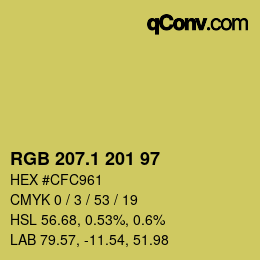 カラーコード: RGB 207.1 201 97 | qconv.com