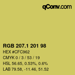 カラーコード: RGB 207.1 201 98 | qconv.com