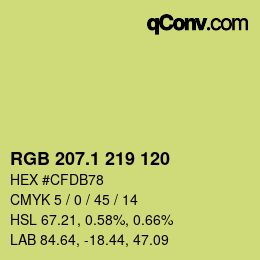 カラーコード: RGB 207.1 219 120 | qconv.com