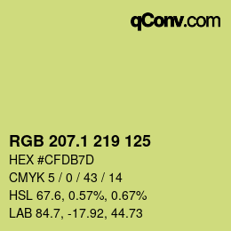カラーコード: RGB 207.1 219 125 | qconv.com