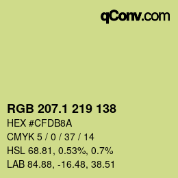 カラーコード: RGB 207.1 219 138 | qconv.com