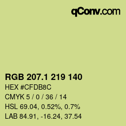 カラーコード: RGB 207.1 219 140 | qconv.com