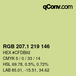 カラーコード: RGB 207.1 219 146 | qconv.com