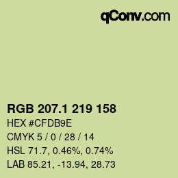 カラーコード: RGB 207.1 219 158 | qconv.com