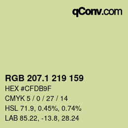 カラーコード: RGB 207.1 219 159 | qconv.com