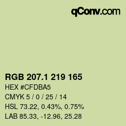カラーコード: RGB 207.1 219 165 | qconv.com
