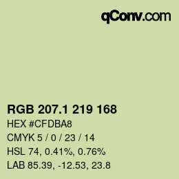 カラーコード: RGB 207.1 219 168 | qconv.com