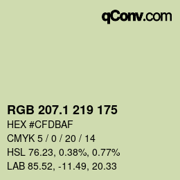 Color code: RGB 207.1 219 175 | qconv.com