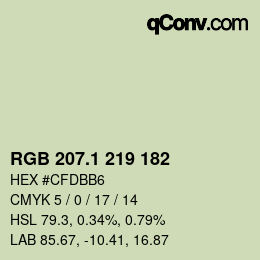 カラーコード: RGB 207.1 219 182 | qconv.com