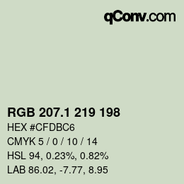 カラーコード: RGB 207.1 219 198 | qconv.com