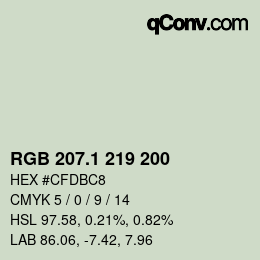 Color code: RGB 207.1 219 200 | qconv.com