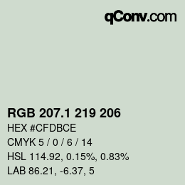 カラーコード: RGB 207.1 219 206 | qconv.com