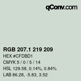 カラーコード: RGB 207.1 219 209 | qconv.com
