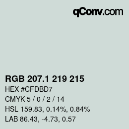 カラーコード: RGB 207.1 219 215 | qconv.com
