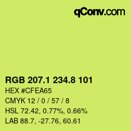 カラーコード: RGB 207.1 234.8 101 | qconv.com