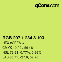 カラーコード: RGB 207.1 234.8 103 | qconv.com