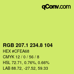カラーコード: RGB 207.1 234.8 104 | qconv.com
