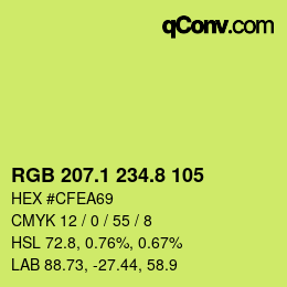 カラーコード: RGB 207.1 234.8 105 | qconv.com