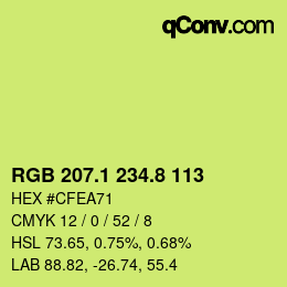カラーコード: RGB 207.1 234.8 113 | qconv.com
