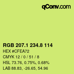 カラーコード: RGB 207.1 234.8 114 | qconv.com