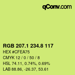 カラーコード: RGB 207.1 234.8 117 | qconv.com