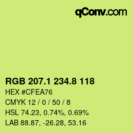 カラーコード: RGB 207.1 234.8 118 | qconv.com