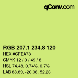 カラーコード: RGB 207.1 234.8 120 | qconv.com