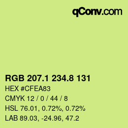 カラーコード: RGB 207.1 234.8 131 | qconv.com