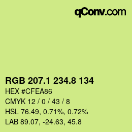 カラーコード: RGB 207.1 234.8 134 | qconv.com