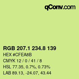 カラーコード: RGB 207.1 234.8 139 | qconv.com
