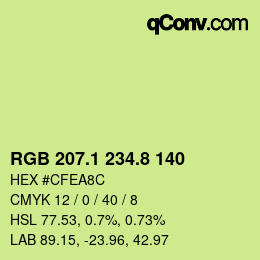 カラーコード: RGB 207.1 234.8 140 | qconv.com