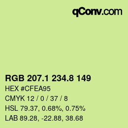 カラーコード: RGB 207.1 234.8 149 | qconv.com