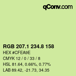カラーコード: RGB 207.1 234.8 158 | qconv.com