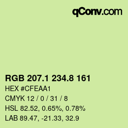 Color code: RGB 207.1 234.8 161 | qconv.com