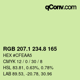 Color code: RGB 207.1 234.8 165 | qconv.com